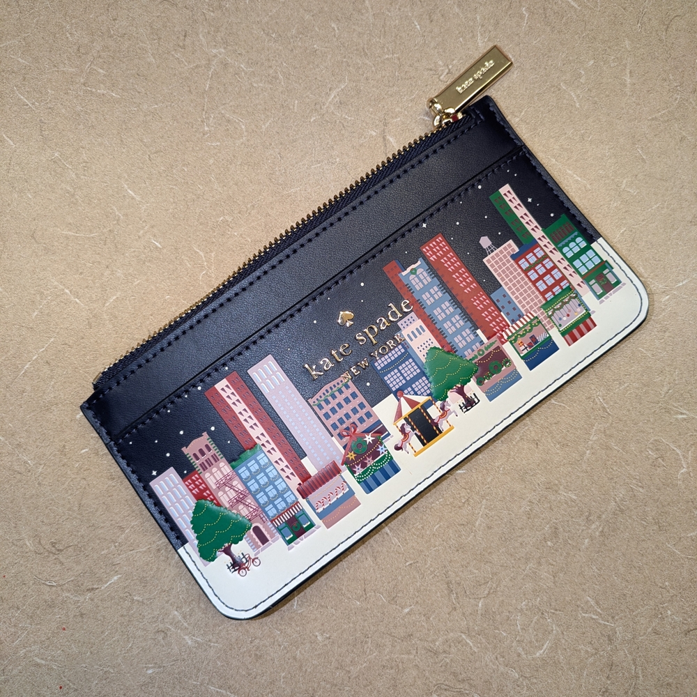 Kate Spade Cityscape Zip Pouch in Black and White